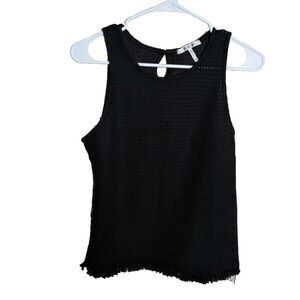Three Dots Sweater Women's Medium Black Open Knit Sleeveless Tank Top Casual